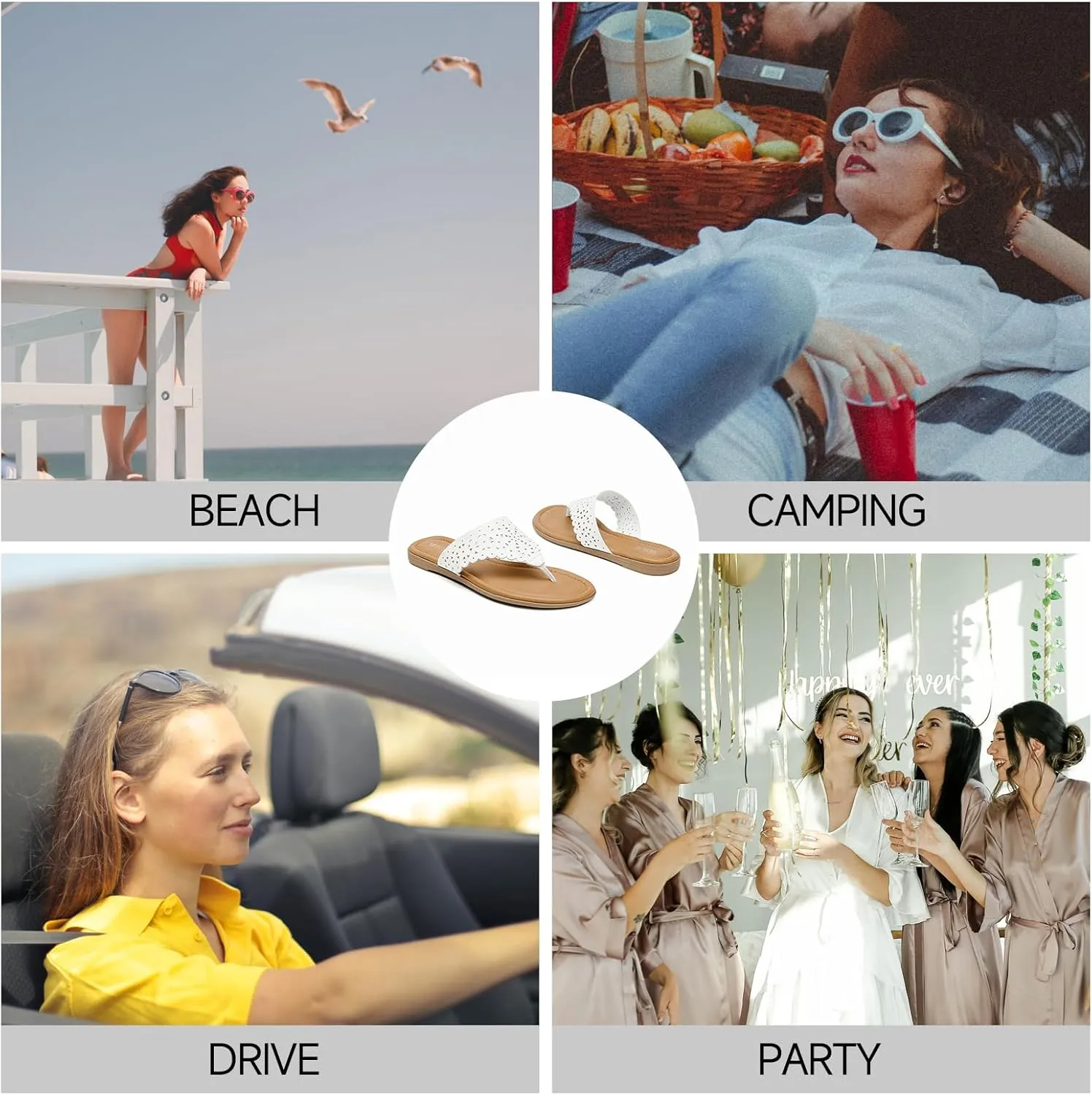 Beach meridian exhaust whole pressurize Shoes ALLOT Women's Flat Sandals T-Strap Thong Flip Flops Comfortable Summer 