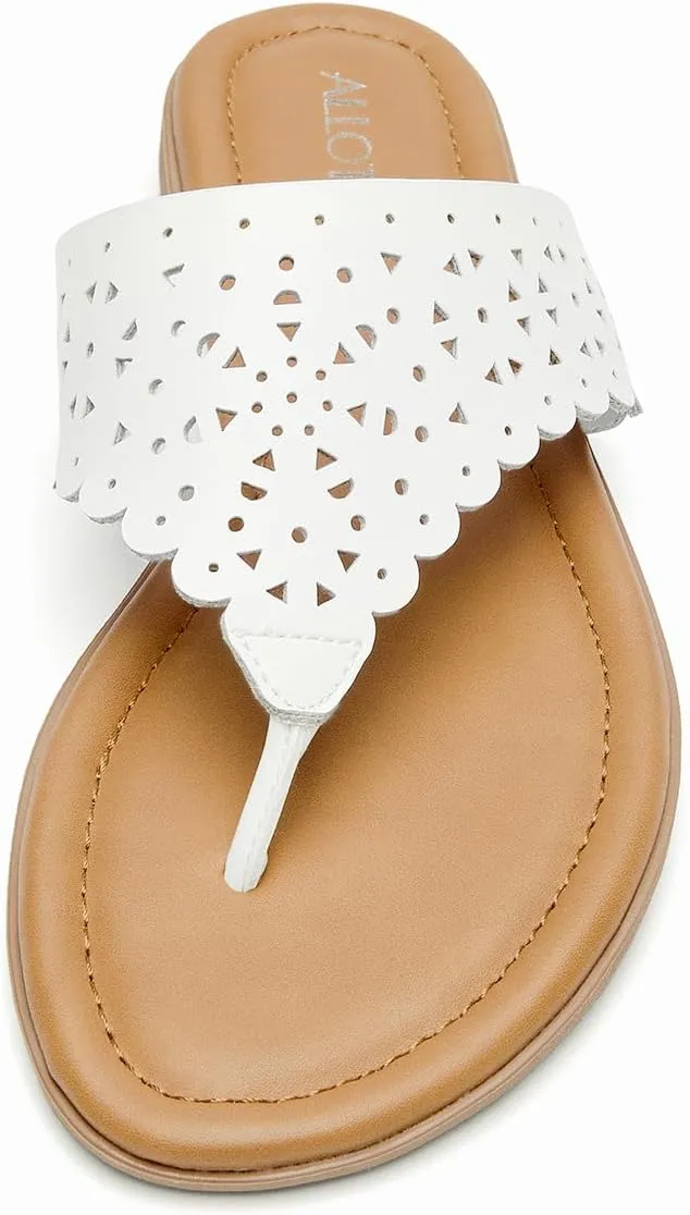 Beach meridian exhaust whole pressurize Shoes ALLOT Women's Flat Sandals T-Strap Thong Flip Flops Comfortable Summer 