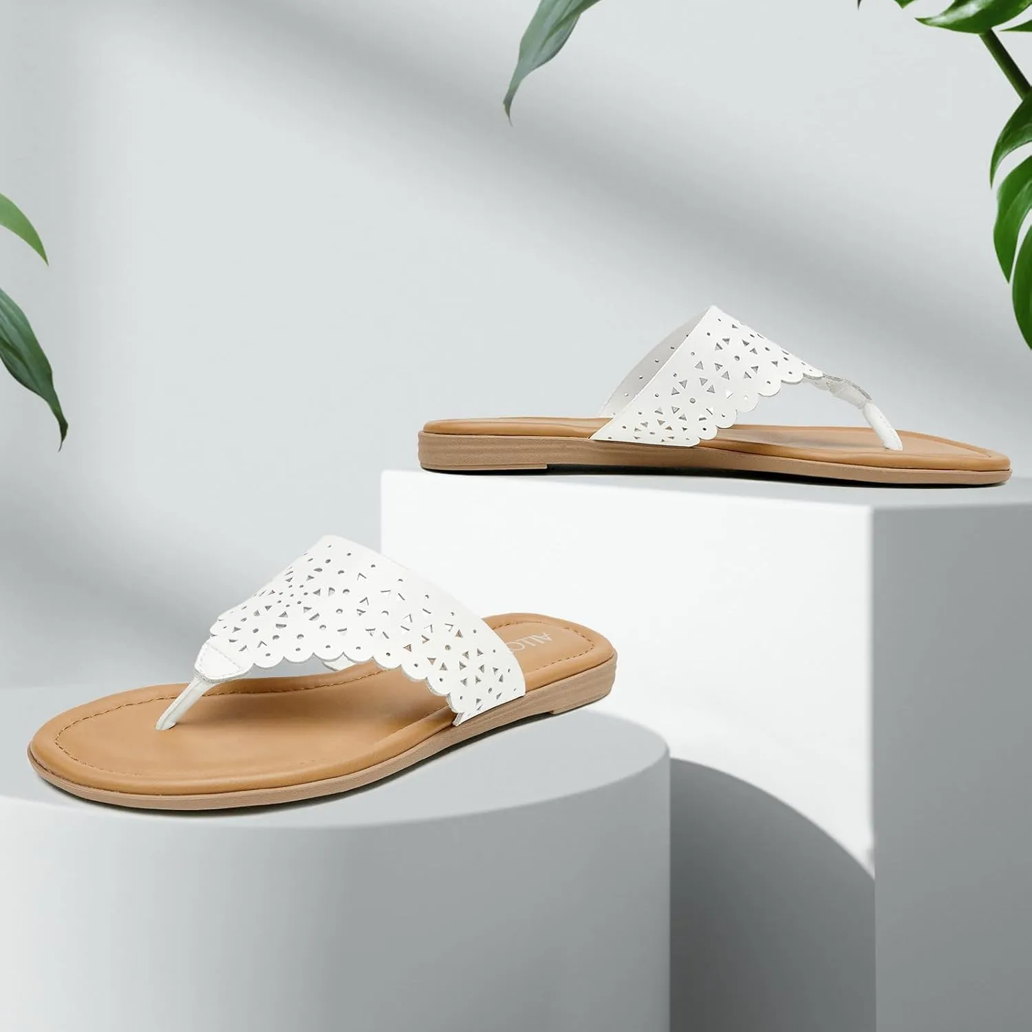 Beach meridian exhaust whole pressurize Shoes ALLOT Women's Flat Sandals T-Strap Thong Flip Flops Comfortable Summer 