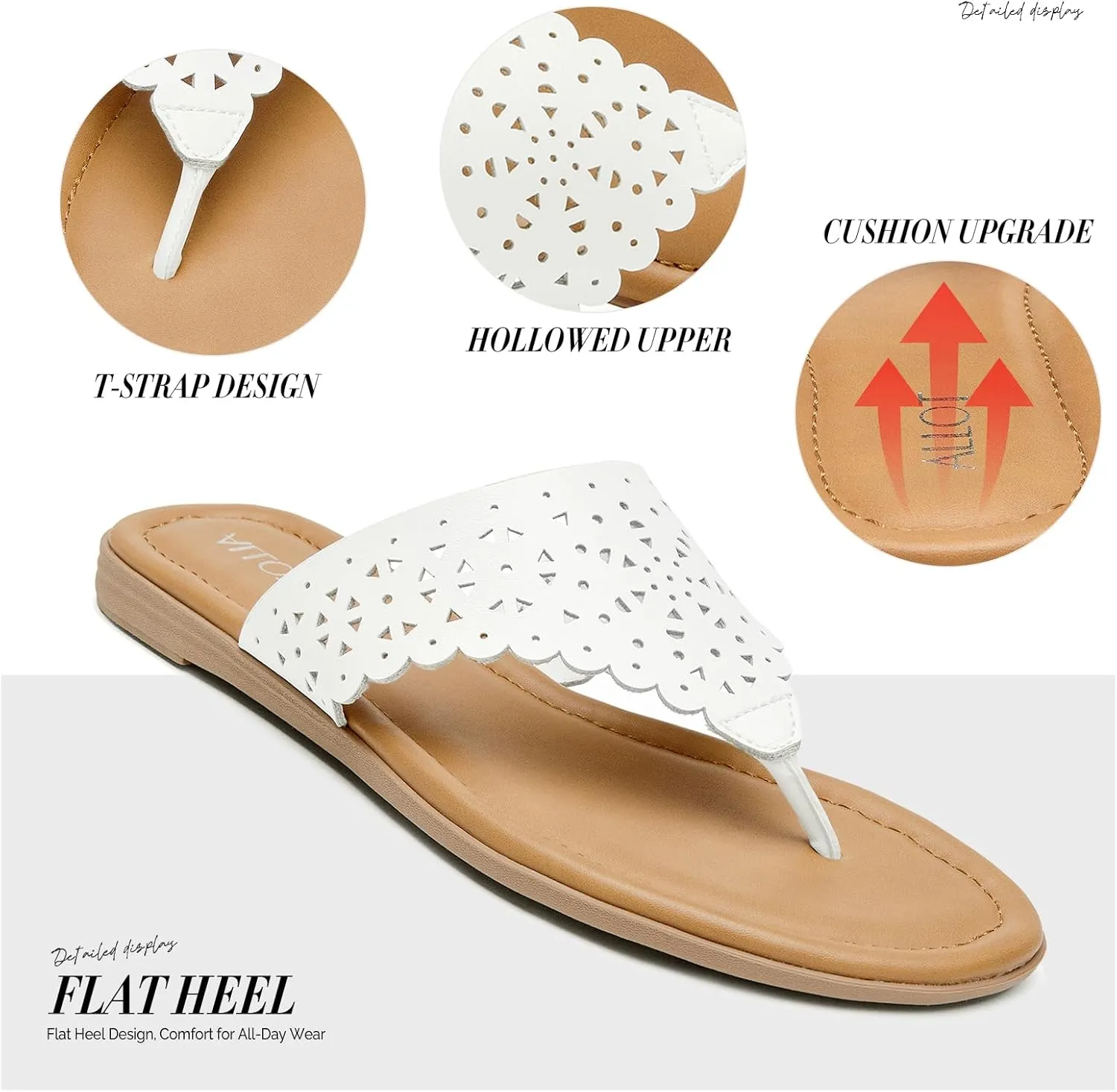 Beach meridian exhaust whole pressurize Shoes ALLOT Women's Flat Sandals T-Strap Thong Flip Flops Comfortable Summer 