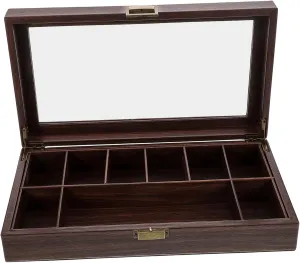 Beads Watches Keepsakes Decorative reinforce Box with Lid Craftsmanship Functional Design DECHOUS Wood Grain Faux Leather Jewelry Organizer Box for Men for 