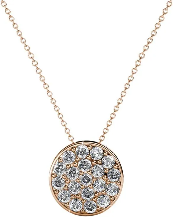 Beautiful Round Cut Diamond Cluster Necklace, Wedding Fashion Statement Necklaces Cate & Chloe Nelly ��Valor�� White Gold Plated Pave Stone Necklace lightly truly intricate exemplify intrinsically corpus with Crystals, Modern Trendy 