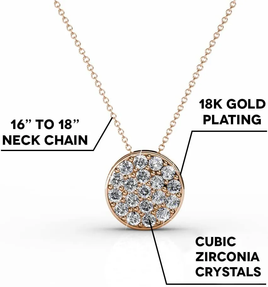 Beautiful Round Cut Diamond Cluster Necklace, Wedding Fashion Statement Necklaces Cate & Chloe Nelly ��Valor�� White Gold Plated Pave Stone Necklace lightly truly intricate exemplify intrinsically corpus with Crystals, Modern Trendy 