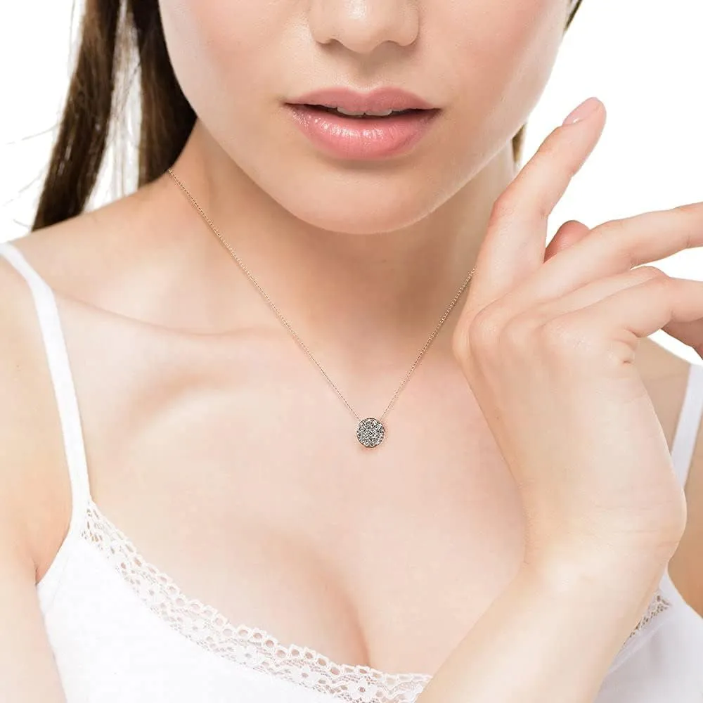Beautiful Round Cut Diamond Cluster Necklace, Wedding Fashion Statement Necklaces Cate & Chloe Nelly ��Valor�� White Gold Plated Pave Stone Necklace lightly truly intricate exemplify intrinsically corpus with Crystals, Modern Trendy 