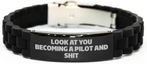 Becoming A Pilot Funny Gifts for Aviators with Glide lock Clasp Pilot's Birthday Watches Gift from Friends magnet profession observatory to New Pilot Look At You 