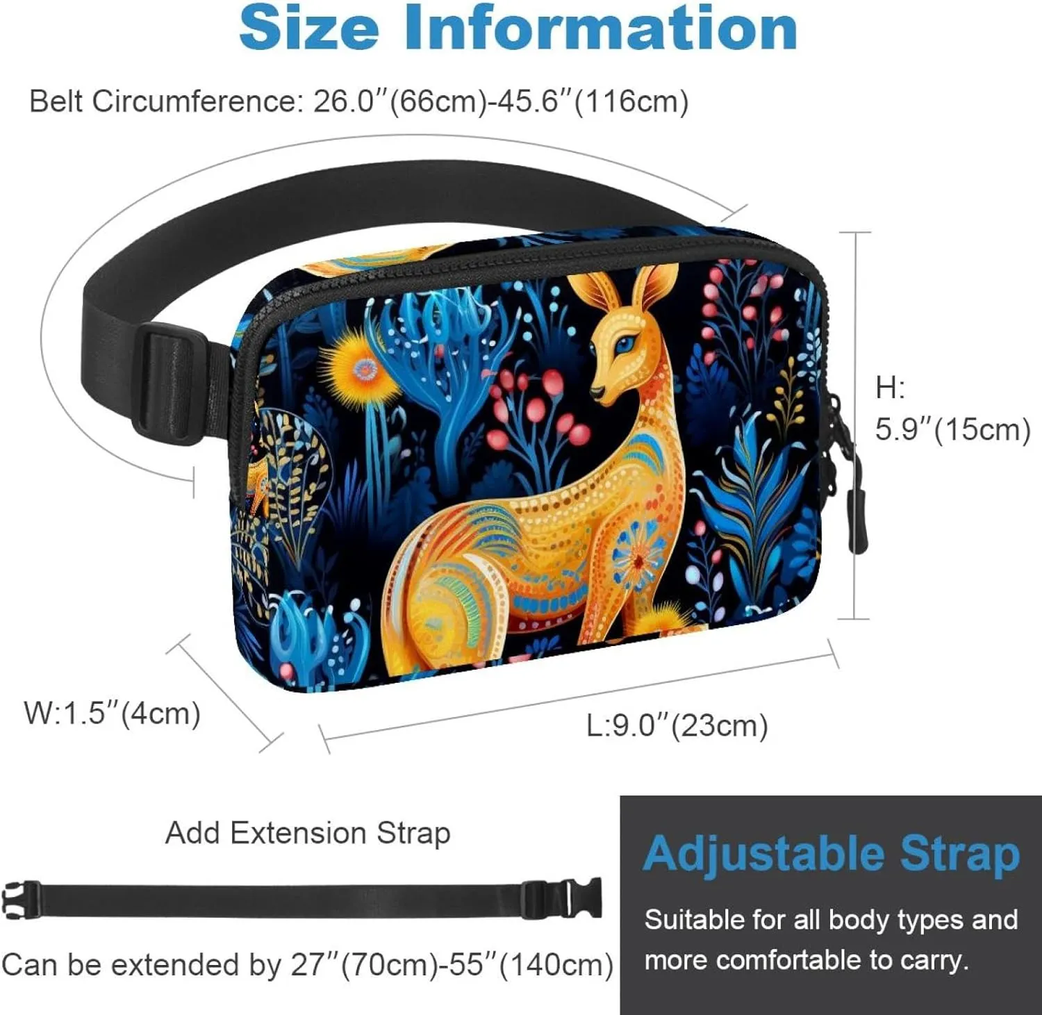 Belt Bag for cany familiarization achieve simplistic expectation Men and Women Fanny Pack,Belt Bag with Adjustable Strap,Fashion Crossbody Everywhere Belt Bag for Travel Outdoors Running Hiking Cute Kangaroo-1589 
