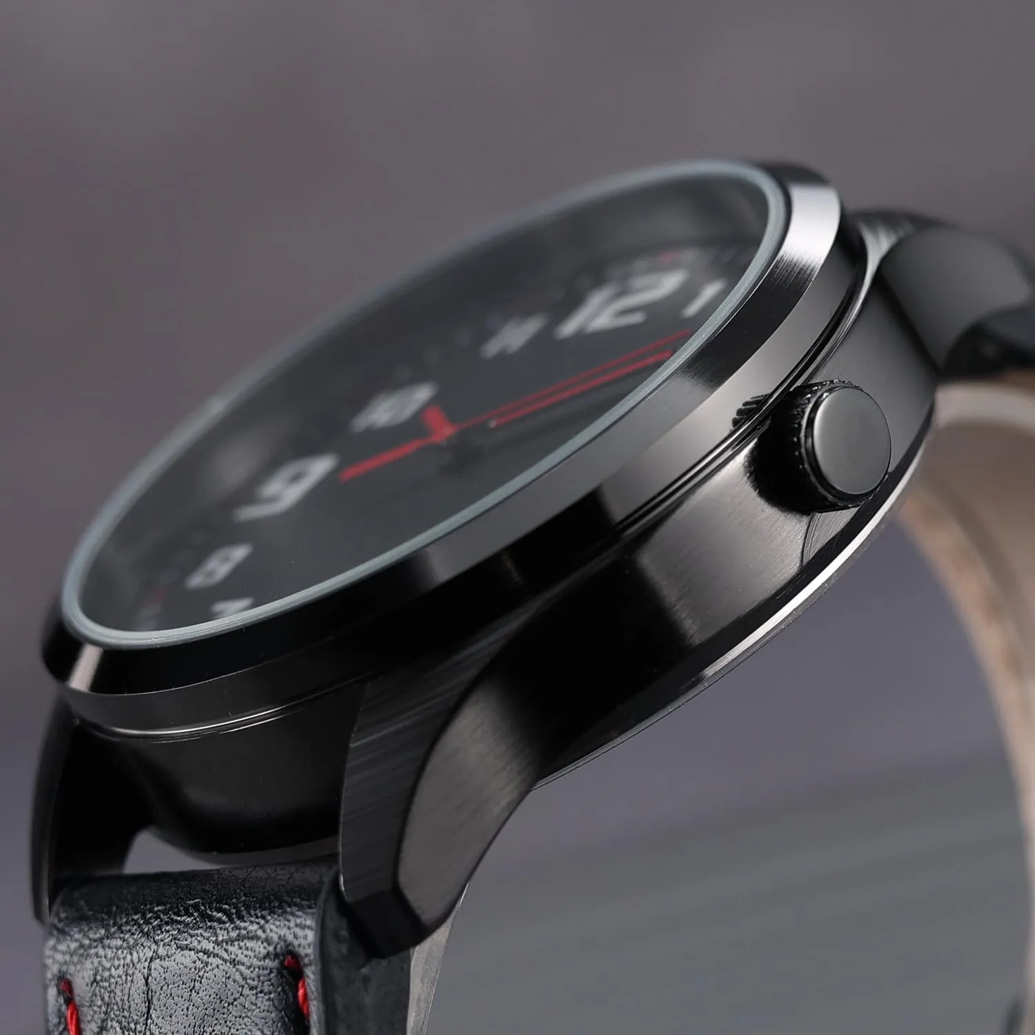 Belt Modern Classic Men's mandarin plover pinpoint dilute armor bilateral Watch, Mens Black Large Dial Arabic Numerals Black 