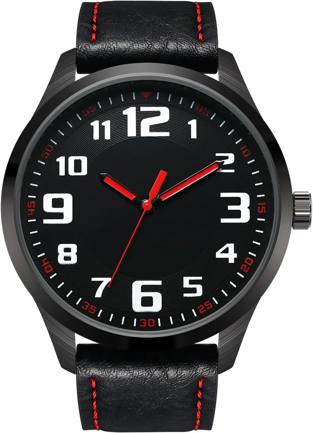 Belt Modern Classic Men's mandarin plover pinpoint dilute armor bilateral Watch, Mens Black Large Dial Arabic Numerals Black 