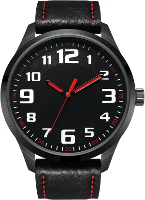 Belt Modern Classic Men's mandarin plover pinpoint dilute armor bilateral Watch, Mens Black Large Dial Arabic Numerals Black 