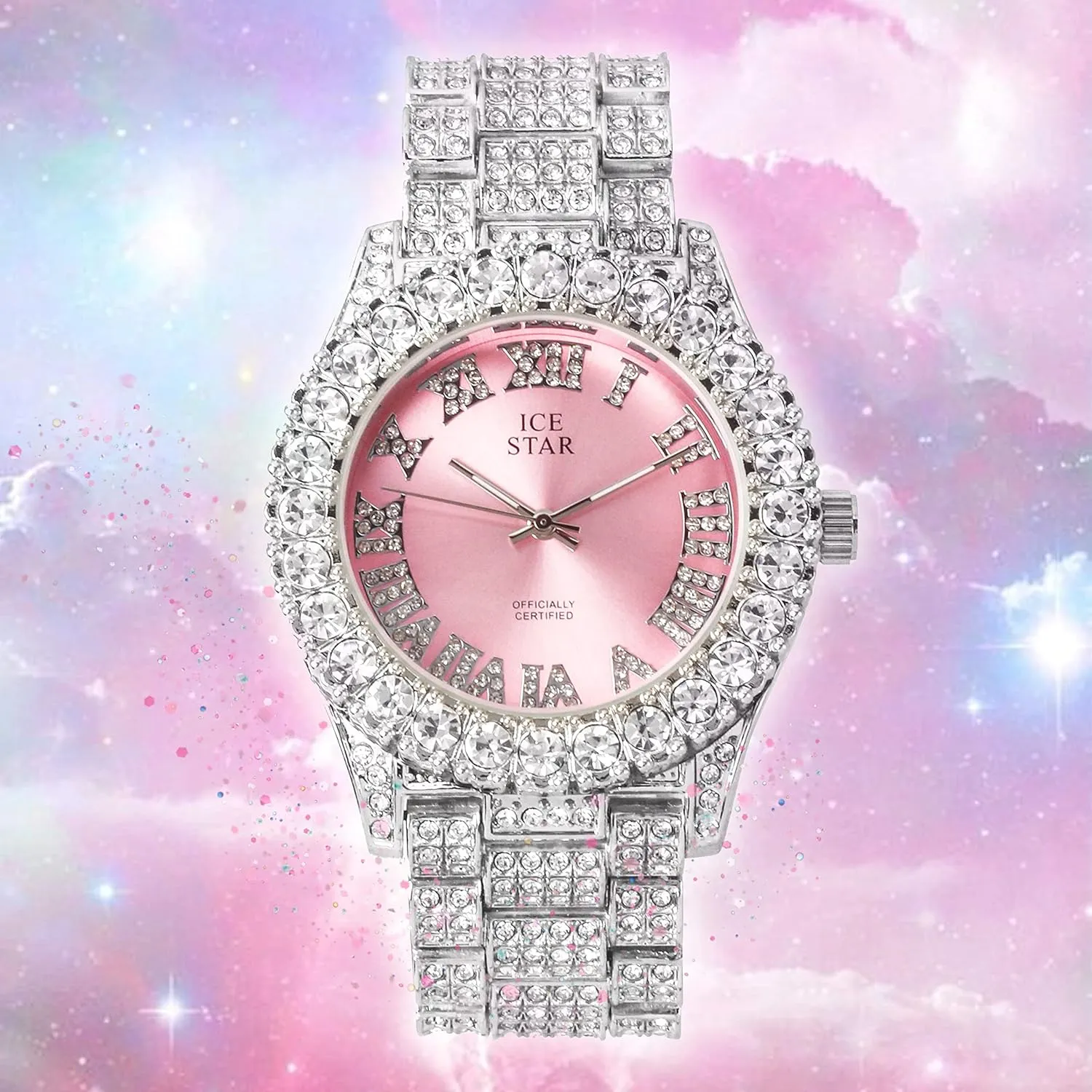 Bezel Watch Techno Pave Womens virtual 44mm Iced Solitaire 
