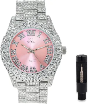 Bezel Watch Techno Pave Womens virtual 44mm Iced Solitaire 