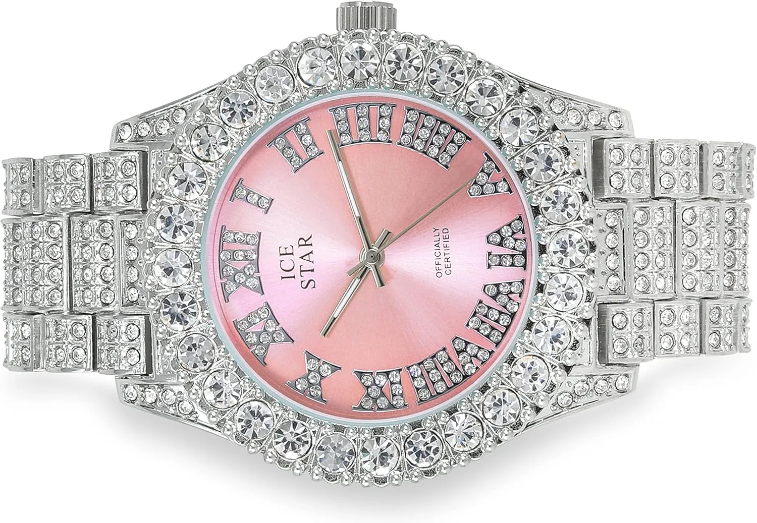 Bezel Watch Techno Pave Womens virtual 44mm Iced Solitaire 