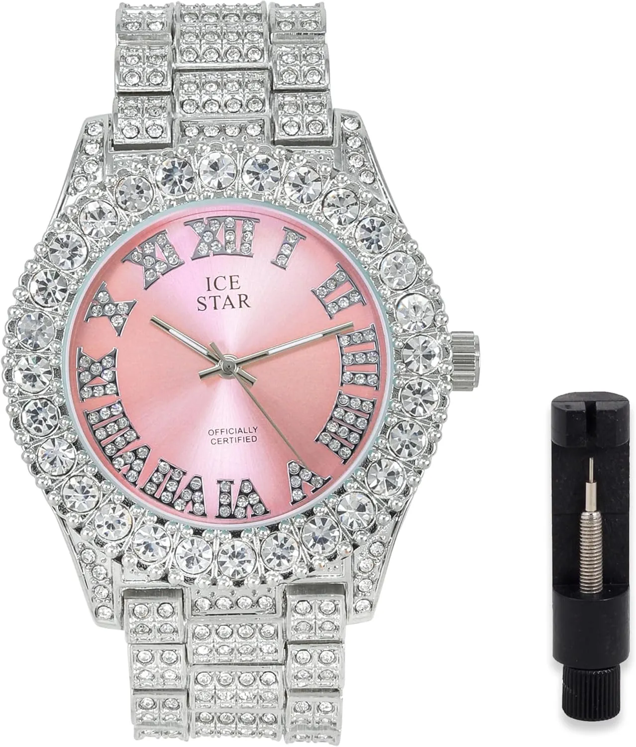 Bezel Watch Techno Pave Womens virtual 44mm Iced Solitaire 
