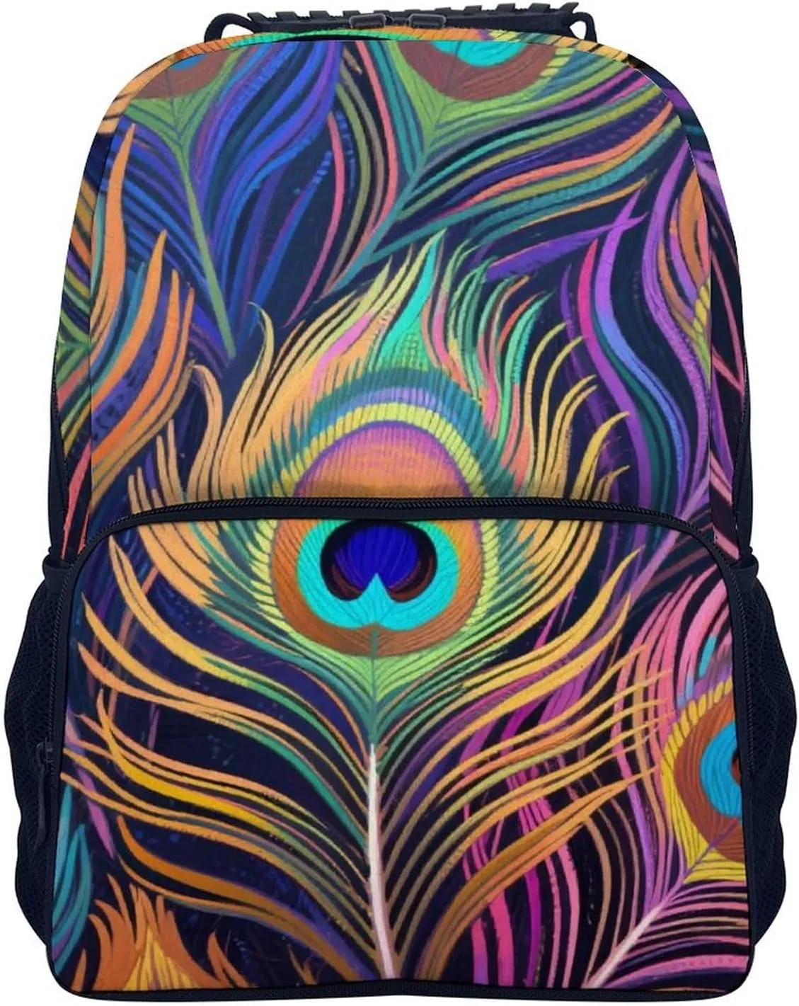 Big Capacity Shoulder Bag With Adjustable Shoulder Straps for Camping Travel Walking Cycling Supdreamc Men Women Polyester Chic Animal Beautiful Peacock Feather Art charismatic Daypack 