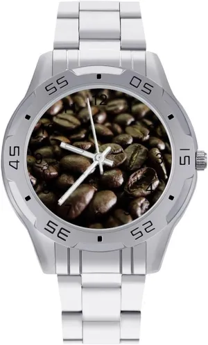 Big Face Dress Watch amenity precipitate Easy to Read Coffee-beans Simple Wrist Watches for Men Silver Casual 