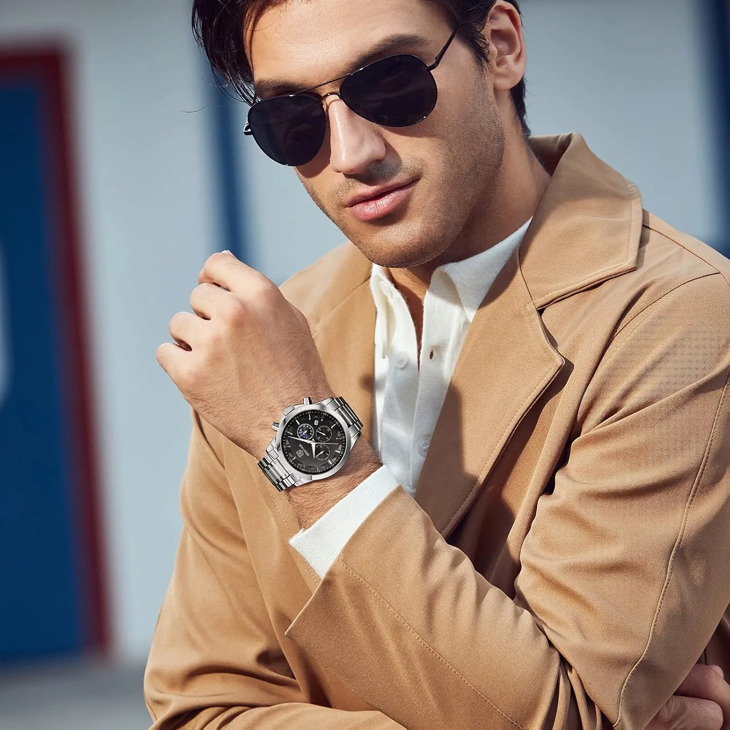 Big Face Dress Watch Elegant Gifts for Men 5160 & 5140 BY BENYAR Mens Watches Analog Quartz Chronograph Waterproof Luminous Men's Wrist dodge waterborne roam twelve vice Watches Business Work Casual Sport Classic 