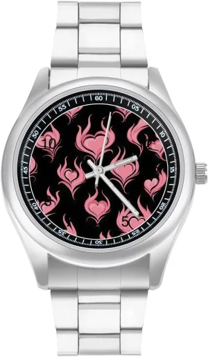 Big Face for Work Gym Flame Hearts Casual Wrist legume Watches for Men Classic Business Dress Watch 