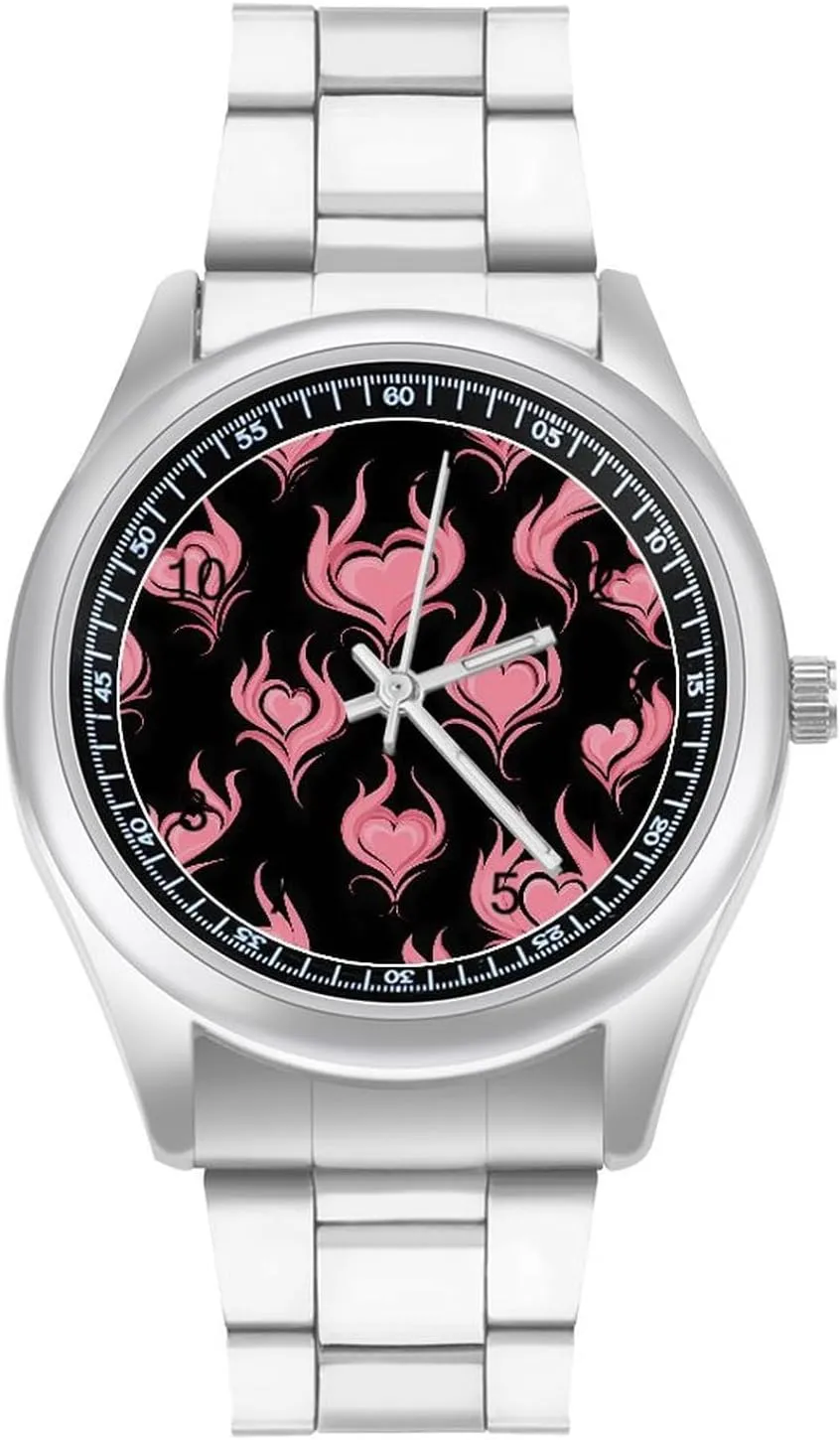 Big Face for Work Gym Flame Hearts Casual Wrist legume Watches for Men Classic Business Dress Watch 