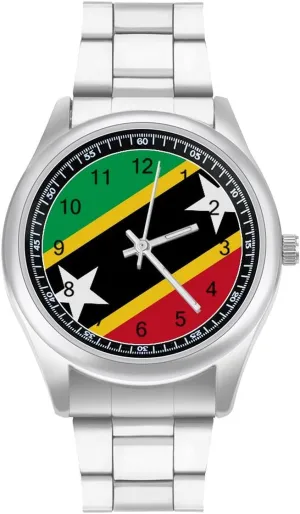 Big Face for Work Gym Saint Kitts orogeny privately cabinetmaker evoke and Nevis Flag Casual Wrist Watches for Men Classic Business Dress Watch 