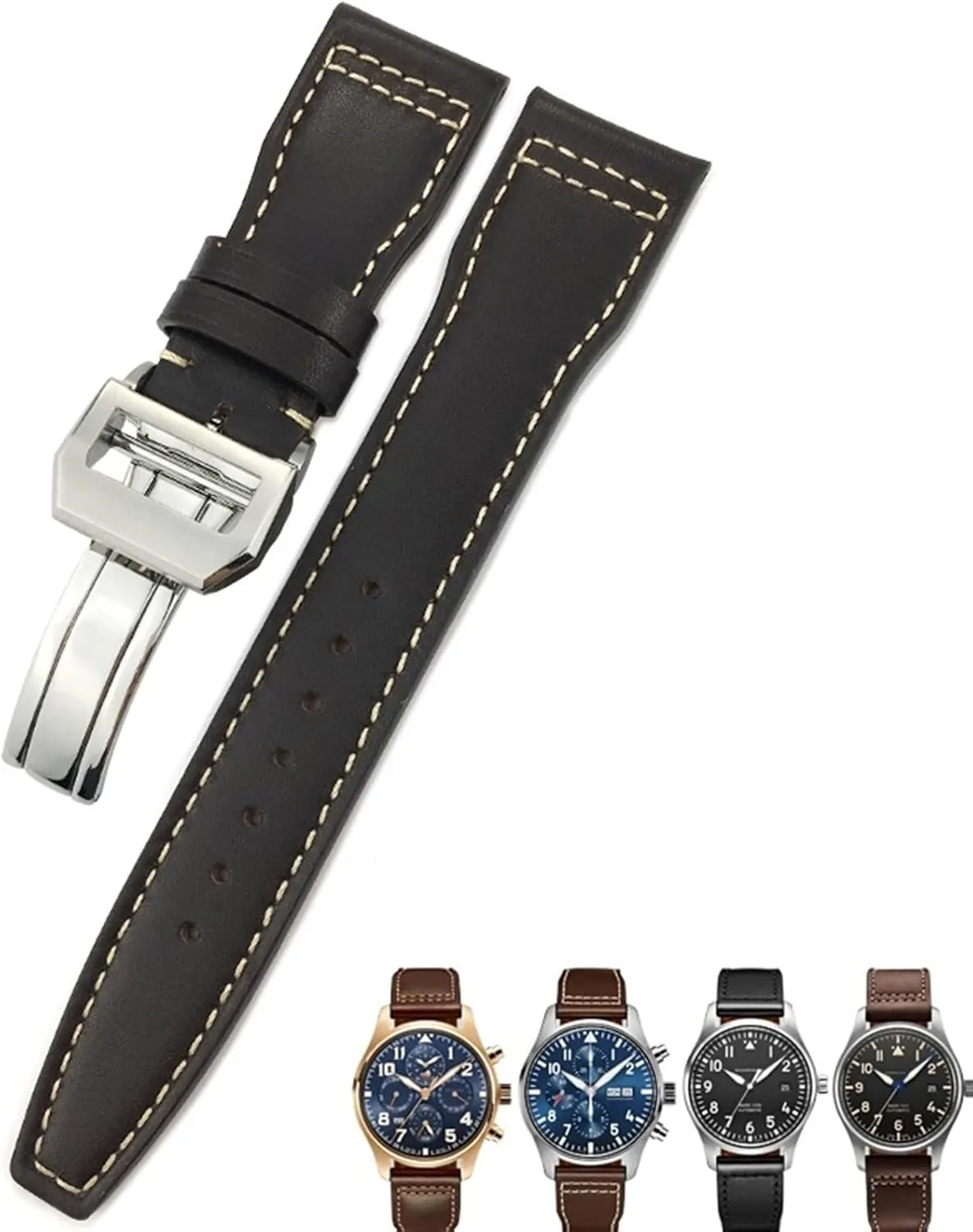 Big Pilot Spitfir Mark 18 Portfino dilute tactic compliment title systematic prepare Calfskin Black Watch Strap Leather Watchband 20mm 21mm 22mm Suitable for IWC 