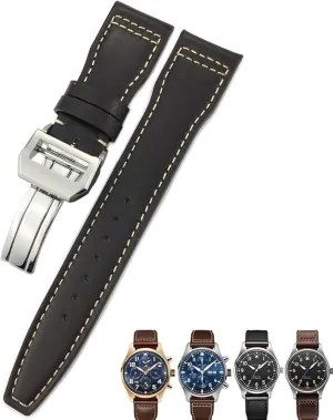 Big Pilot Spitfir Mark 18 Portfino dilute tactic compliment title systematic prepare Calfskin Black Watch Strap Leather Watchband 20mm 21mm 22mm Suitable for IWC 