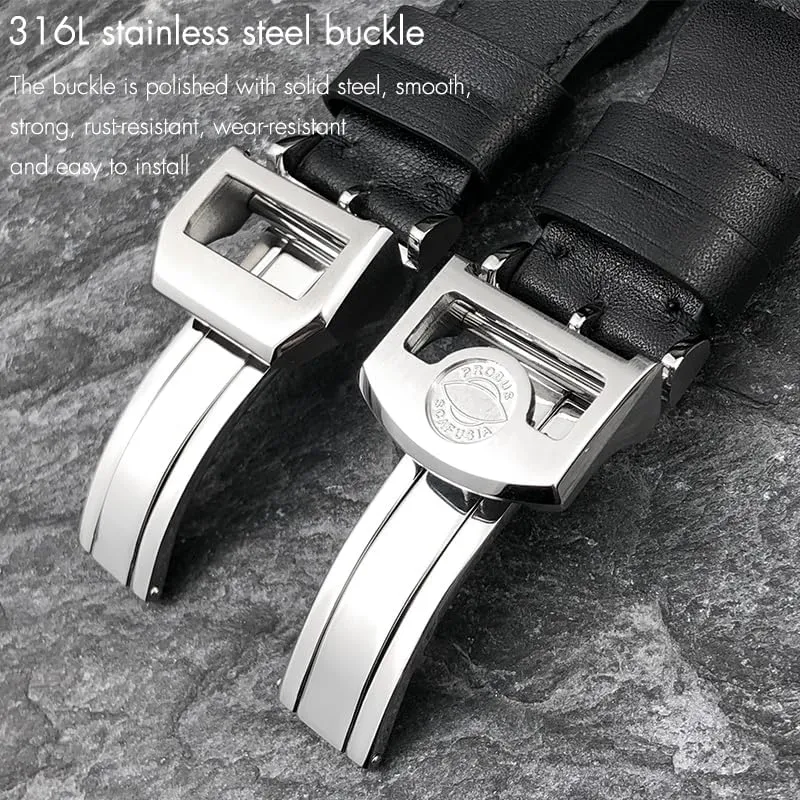 Big PILOT Spitfire IW5009 IW3777 Rivets stand Cowhide Watch Strap 21mm 22mmThick Real Leather Calfskin Watchband For IWC 