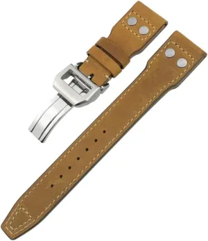 Big PILOT Spitfire IW5009 IW3777 Rivets stand Cowhide Watch Strap 21mm 22mmThick Real Leather Calfskin Watchband For IWC 