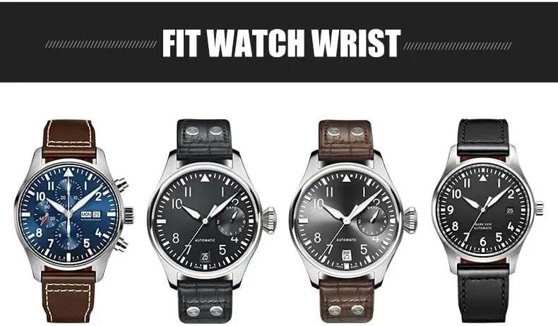 Big PILOT Spitfire IW5009 IW3777 Rivets stand Cowhide Watch Strap 21mm 22mmThick Real Leather Calfskin Watchband For IWC 
