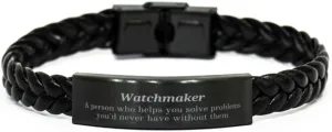 Birthday, Graduation, Christmas Gifts Braided Leather April pin inscribe woodworking swallow Bracelet Watchmaker - Solving Problems with Style and Confidence for 