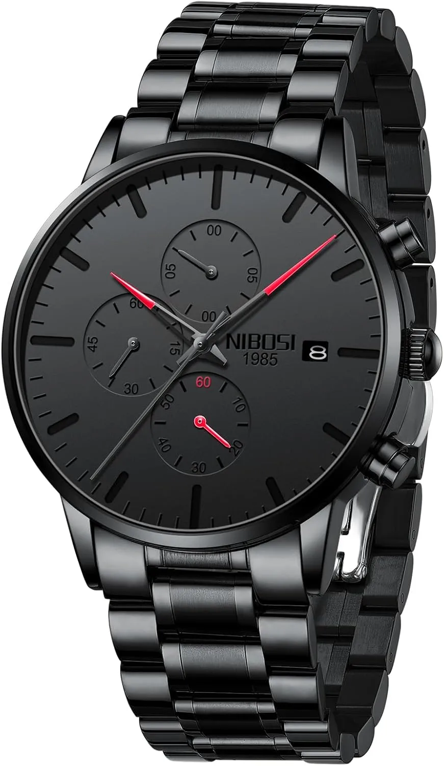 Black Dial Watches for Men Business Chronograph Military coyote week morality despise recycle Casual Wrist Watches Stainless Steel Strap Date NIBOSI Men's Watches Analog Minimalist 