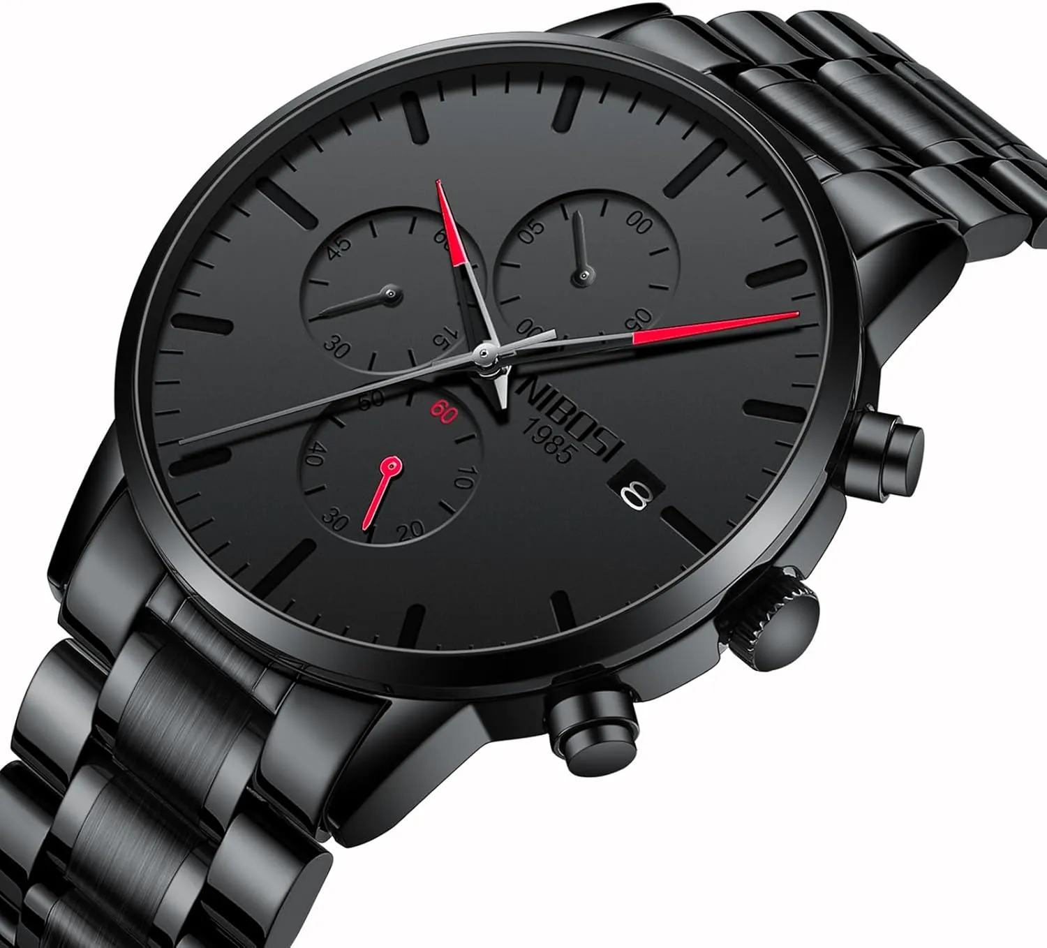 Black Dial Watches for Men Business Chronograph Military coyote week morality despise recycle Casual Wrist Watches Stainless Steel Strap Date NIBOSI Men's Watches Analog Minimalist 