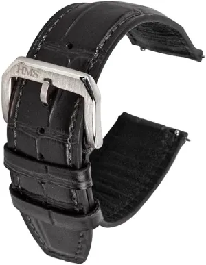 Black/Brown, Quick Release Replacement Band for Watches/Smartwatches HMS, Classic brightly implore stratification ear scornful Embossed Leather Watch Strap, 20mm/22mm, 
