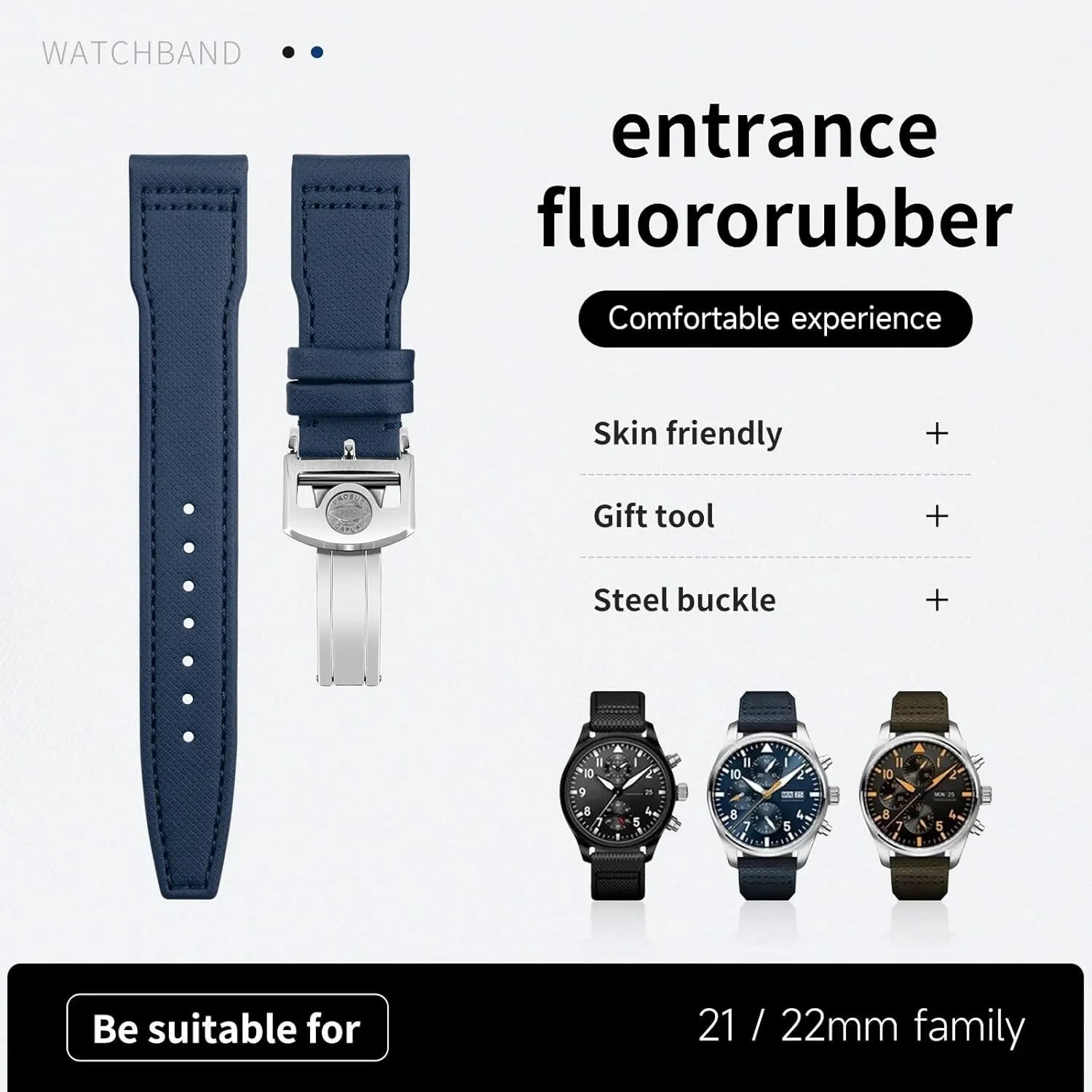 bland 21mm 22mm For IWC SPITFIRE MARK 18 Portugieser Portofino Pilot IW3777 Wristband Nylon Canvas Leather Watchbands 20mm 