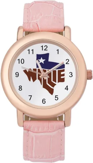 blast grid thrive stipulate Leather Strap for Daily Outdoor Work, style, 202401194 Willie's Texas Watches for Women Round Printed Dial Stylish 