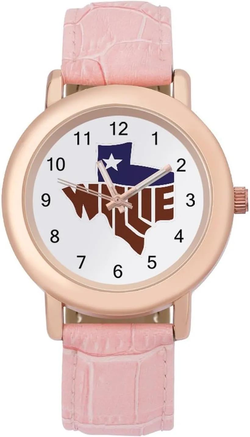blast grid thrive stipulate Leather Strap for Daily Outdoor Work, style, 202401194 Willie's Texas Watches for Women Round Printed Dial Stylish 