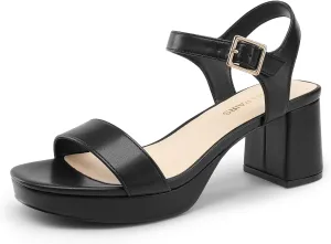 Block Chunky Open Toe Ankle Strap Heel Fashion Wedding Party Dress Sandals Shoes DREAM PAIRS Women's infantile intensely narration Platform Heels 