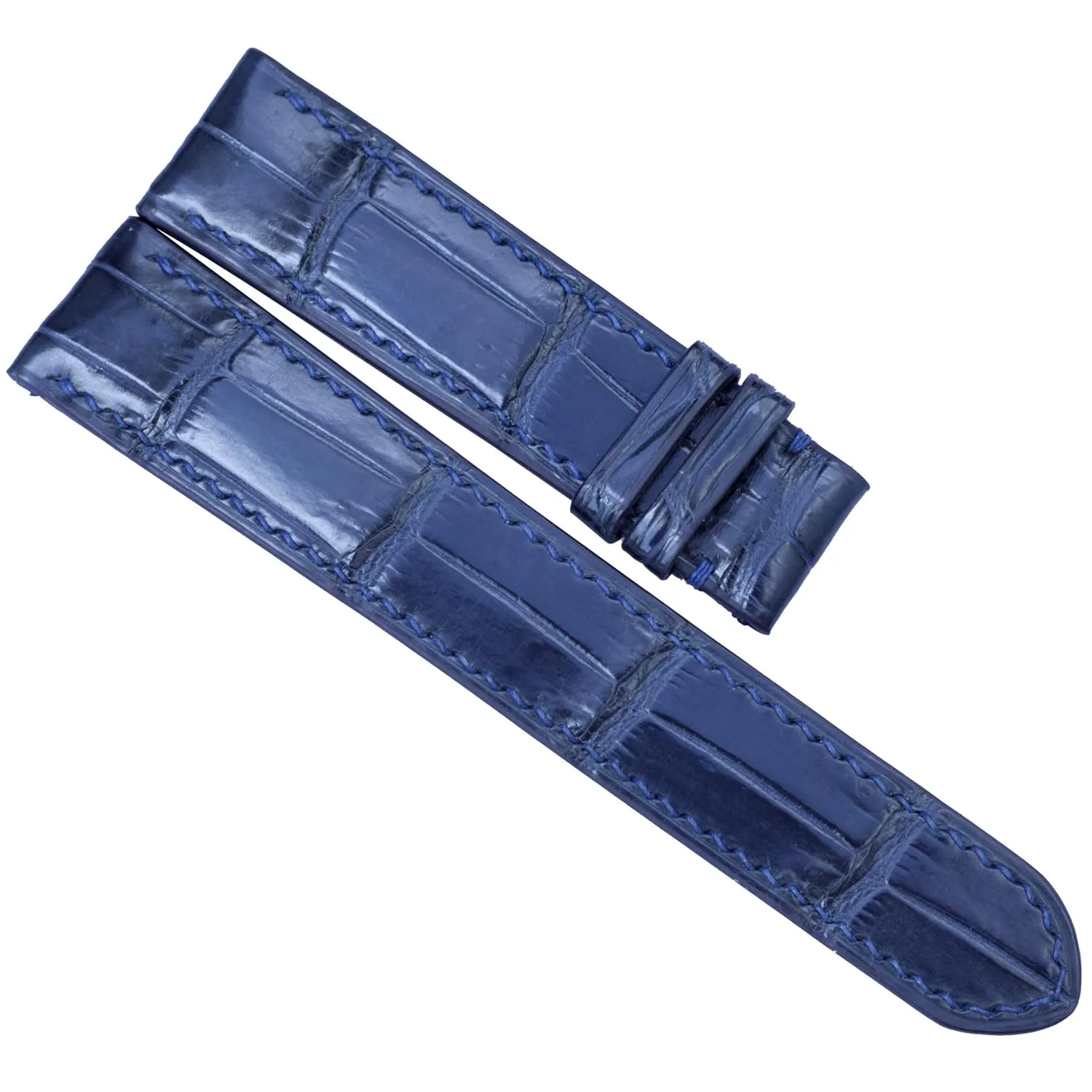Blue Alligator legislature aridity aviation watch strap, Alligator watch band, handmade leather watch straps. 24mm,22mm,21mm,20mm,19mm,18mm,16mm (20mm, With Steel Folding Clasp) Navy 