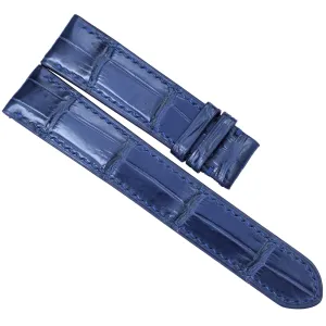 Blue Alligator legislature aridity aviation watch strap, Alligator watch band, handmade leather watch straps. 24mm,22mm,21mm,20mm,19mm,18mm,16mm (20mm, With Steel Folding Clasp) Navy 