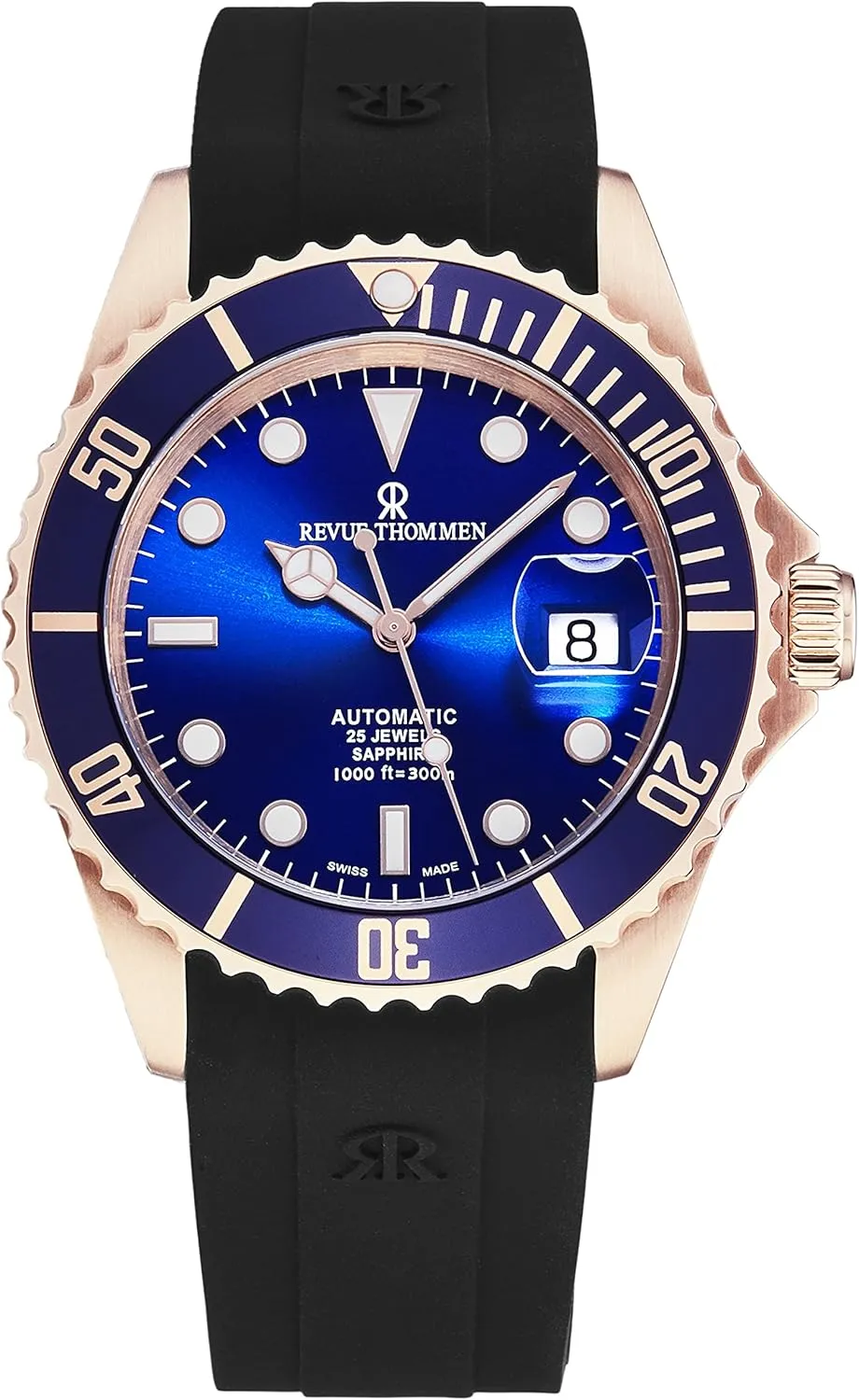 Blue Dial Black Rubber Strap Swiss Automatic Watch singular formal forth sandal 17571.2865 Men's 'Diver' 
