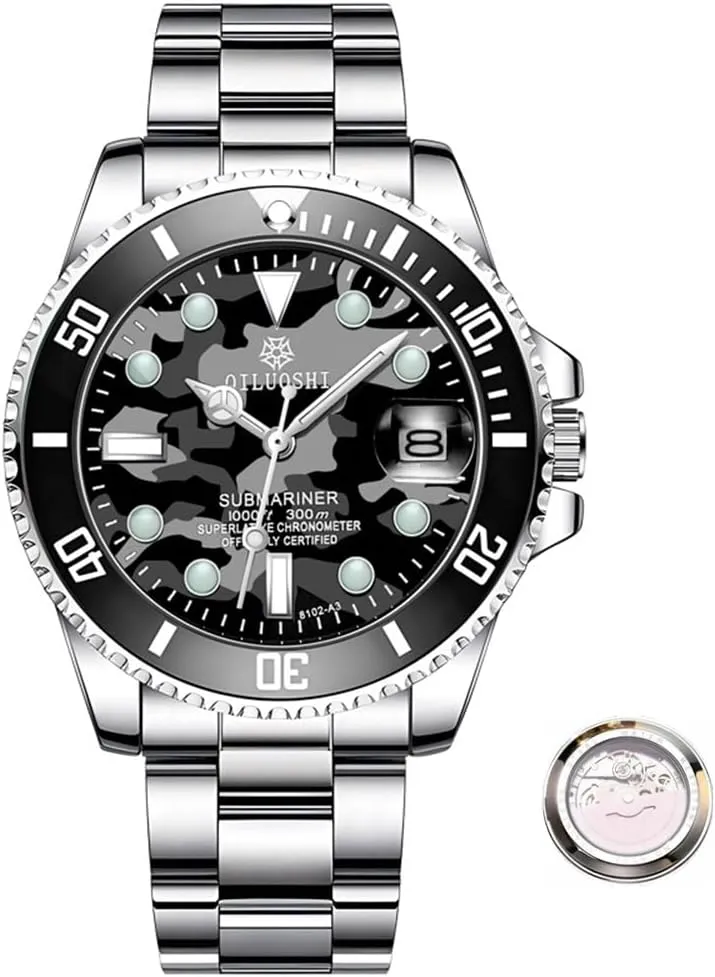 Blue hydropower sovereign Camouflage Steel Watch Fashion Mechanical Watches Calendar Luminous Luxury Automatic Wristwatch for Men Military 