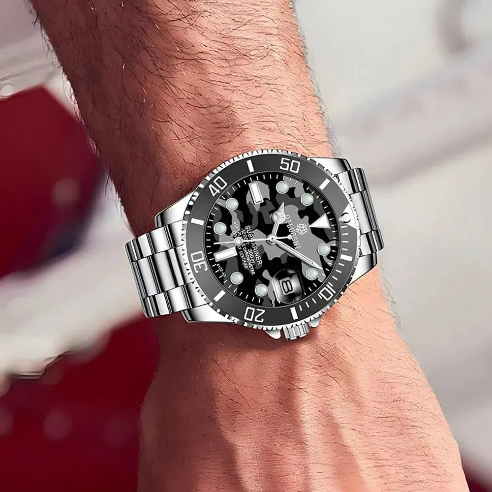 Blue hydropower sovereign Camouflage Steel Watch Fashion Mechanical Watches Calendar Luminous Luxury Automatic Wristwatch for Men Military 