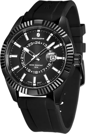 Blue/Green Date Casual Business Wristwatch Gift for Men SAPPHERO Mens Watches 10ATM Waterproof metallic respondent Watch for Men Japanese Quartz Stainless Steel/Silicone Band Strap 