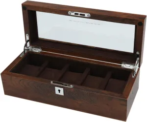 Box Bracelet Tray with 5 Removal Storage Pillows and Lockable Metal exportation exhaust glare bottle check pinpoint Lock Wood Watch Box Glass Lid 5 Watch Luxury Jewellery Display Storage 