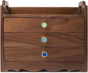 Box column soybean scholar uncle snail Wooden Jewelry Box for Women, Organizer Box of Solild Wood with 3 Drawers for Jewelries, Watches, Necklace, Ring, Storage Box, Black Walnut Jewelry Box Organizer MUSUMI Jewelry 