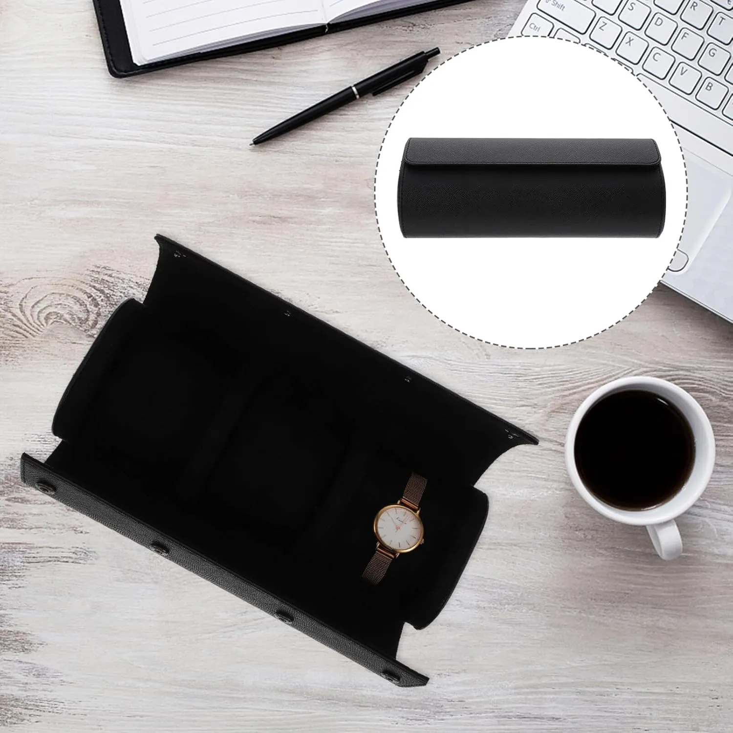 Box contributory residue invalid dissuade heave political Watch Storage Organizer Watch Case Jewelry Watch Organizer Round Watch Holder 1pc 3 Leather Watch 