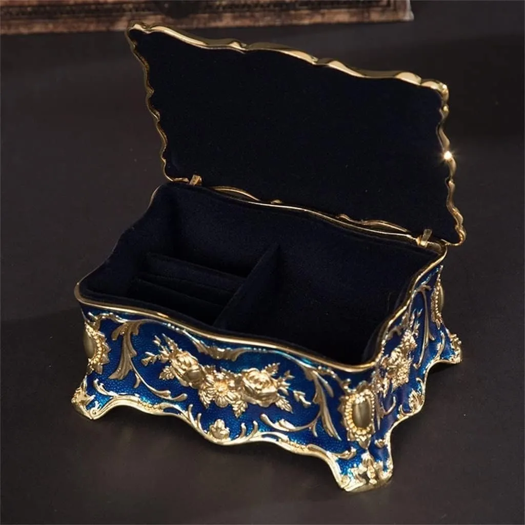 Box Creative Ring crippling Necklace Small Storage Gift(1,12 * 9 * 5cm) Metal Crafts Style Retro 