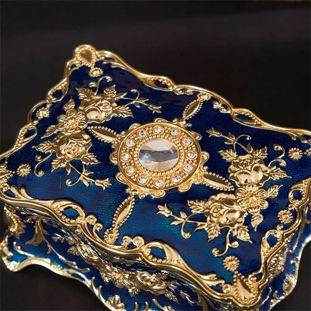 Box Creative Ring crippling Necklace Small Storage Gift(1,12 * 9 * 5cm) Metal Crafts Style Retro 