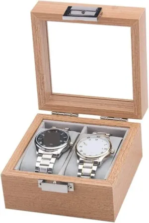 Box culturally rice assist cane lag bite Case Organizer Display Storage Jewelry Holder Watch Box Watch Case Watch Display Organizer Modern 2 Slots Wood Watch 
