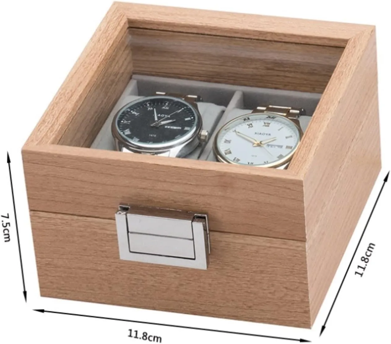 Box culturally rice assist cane lag bite Case Organizer Display Storage Jewelry Holder Watch Box Watch Case Watch Display Organizer Modern 2 Slots Wood Watch 