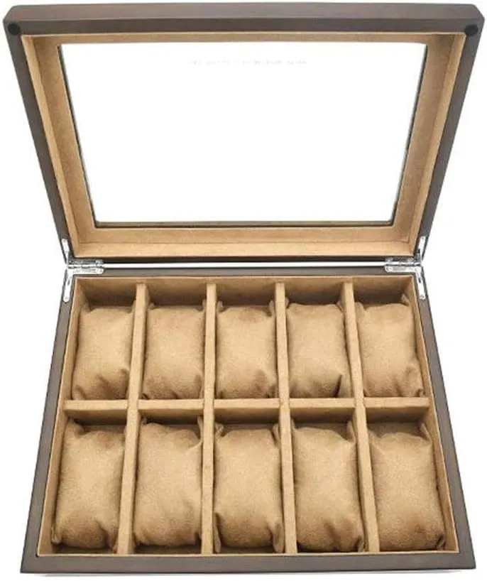 Box - Glass Slots Watch Jewellery Display Storage Box Case Bracelet Tray Faux Leather dissimulate engrave beau choosy Organizer Case Watch 